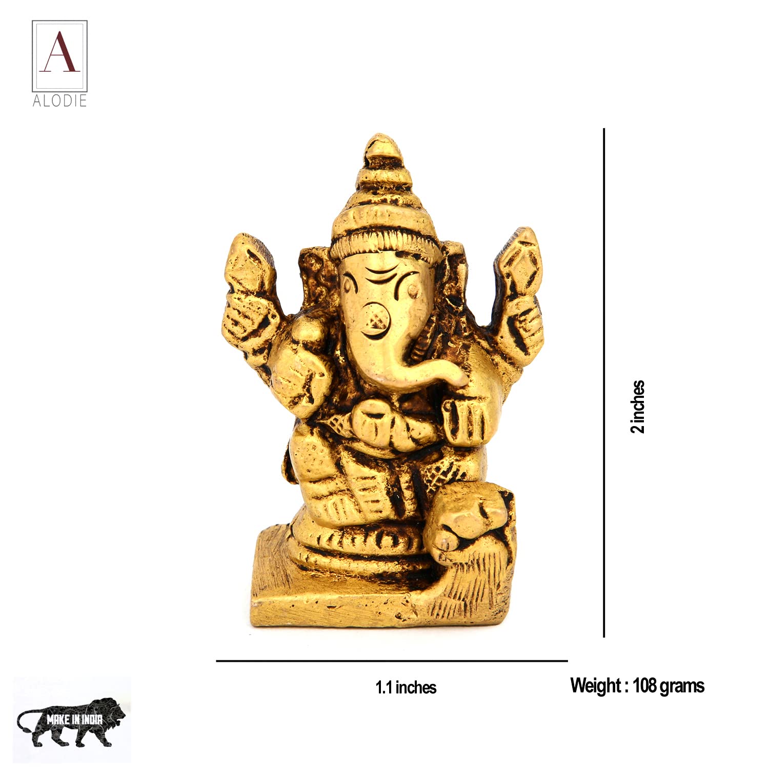 Alodie- Brass Ganesh Bhagwan Idol, Ganpati Idol, Bappa Murti Small For Home Entrance Decor Diwali Gift Ganesha
